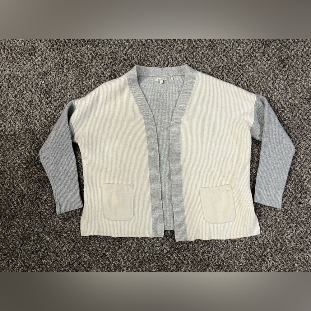 Barbour dipton wool cardigan cream and grey large